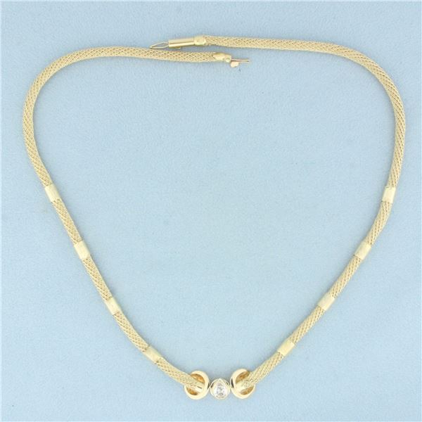 Pear Diamond Mesh Necklace in 14k Yellow Gold