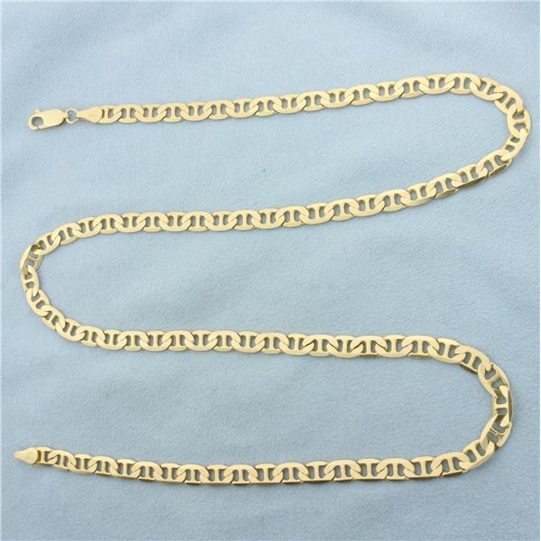 Italian 25 Inch Anchor Mariner Link Chain Necklace in 14k Yellow Gold