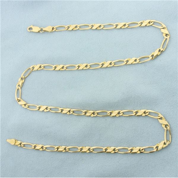 Italian 21 Inch Figaro Link Chain Necklace in 14k Yellow Gold