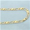 Image 2 : Italian 21 Inch Figaro Link Chain Necklace in 14k Yellow Gold