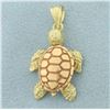 Image 1 : Turtle Pendant or Charm in 14k Yellow and Rose Gold