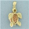 Image 2 : Turtle Pendant or Charm in 14k Yellow and Rose Gold