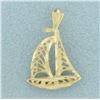 Image 1 : Sailboat Pendant in 14k Yellow Gold