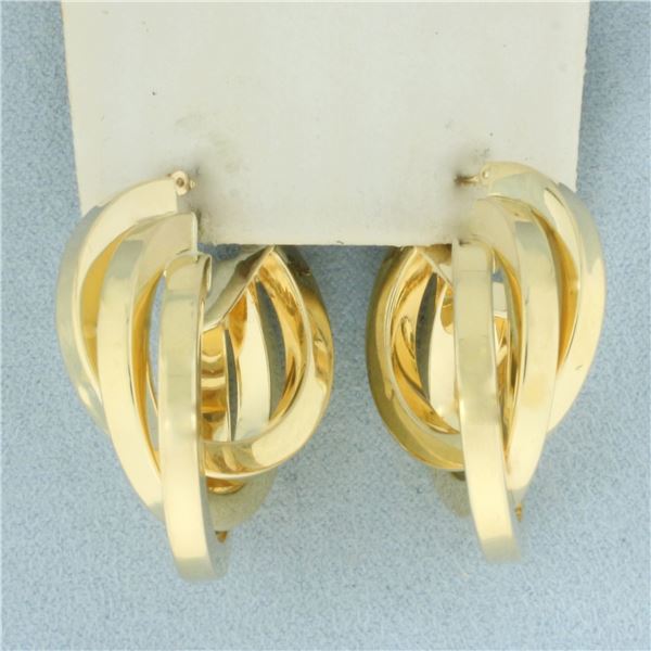 Designer Triple Hoop Earrings in 14k Yellow Gold