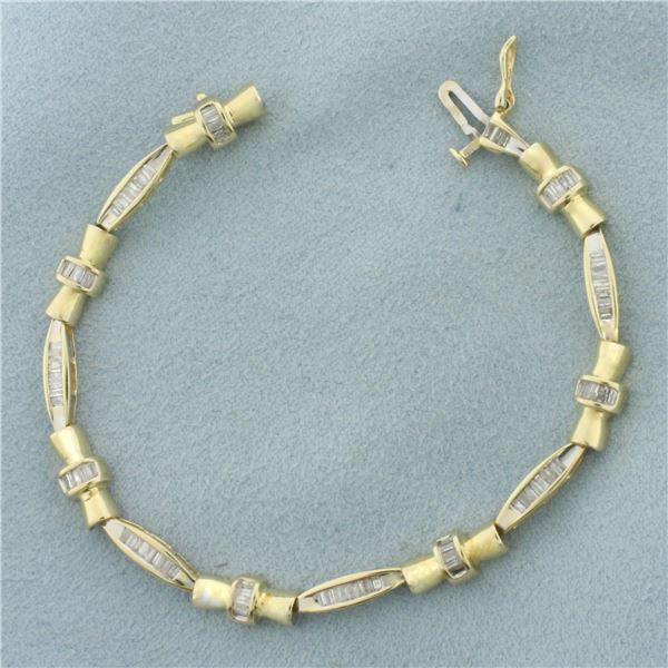 Baguette Diamond Tennis Bracelet in 14k Yellow Gold