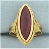 Image 1 : Vintage Lab Ruby Navette Ring in 18k Yellow Gold
