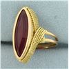 Image 2 : Vintage Lab Ruby Navette Ring in 18k Yellow Gold