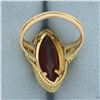 Image 4 : Vintage Lab Ruby Navette Ring in 18k Yellow Gold