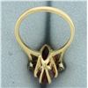 Image 4 : Vintage Marquise Lab Ruby and Diamond Ring in 14k Yellow Gold