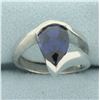 Image 1 : Pear Lab Sapphire Ring in 14k White Gold
