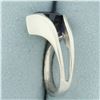 Image 3 : Pear Lab Sapphire Ring in 14k White Gold