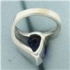 Image 4 : Pear Lab Sapphire Ring in 14k White Gold