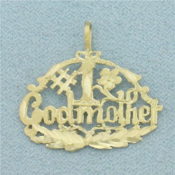 Number One #1 Godmother Pendant in 14k Yellow Gold