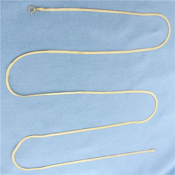 30 Inch Herringbone Link Chain Necklace in 14k Yellow Gold