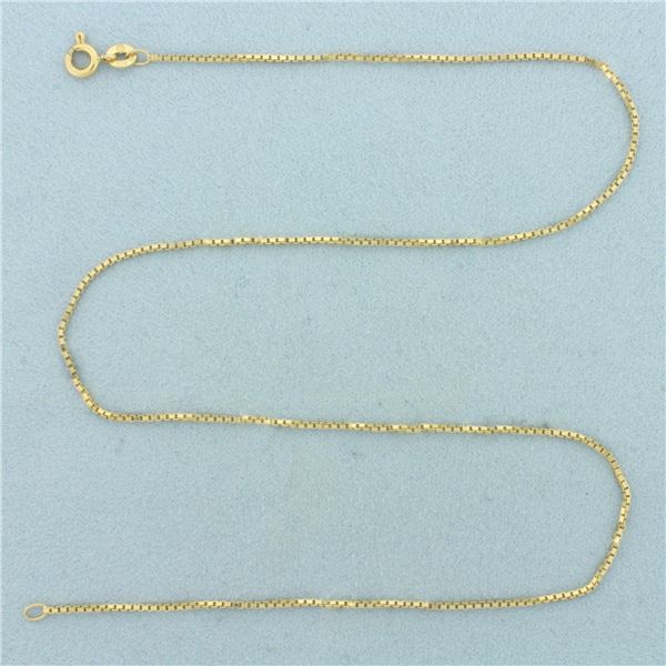 Italian 15 Inch Box Link Chain Necklace in 14k Yellow Gold