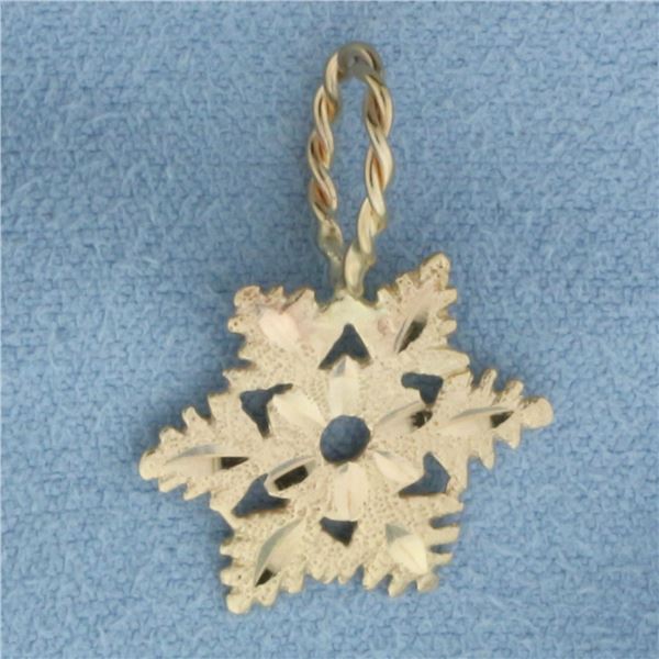 Diamond Cut Snowflake Pendant in 14k Yellow Gold