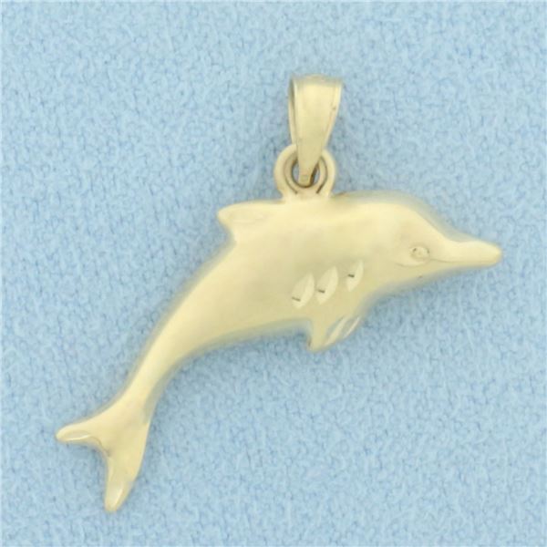 3D Dolphin Pendant in 14k Yellow Gold