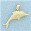 Image 1 : 3D Dolphin Pendant in 14k Yellow Gold