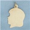 Image 1 : Engravable Girl Silhouette Charm in 14k Yellow Gold