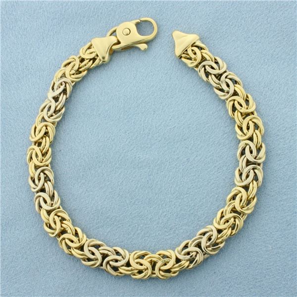 Byzantine Link Bracelet in 18k Yellow and White Gold