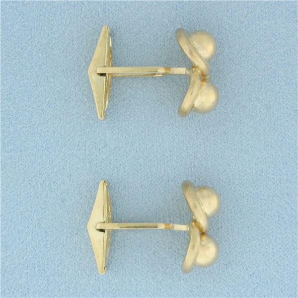 Vintage Gold Ball Infinity Design Cufflinks in 14k Yellow Gold