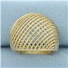 Image 1 : Woven Lattice Bombe Ring in 14k Yellow Gold