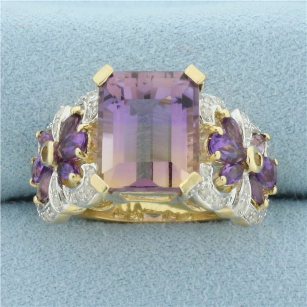 Ametrine and Diamond Statement Ring in 10k Yellow Gold