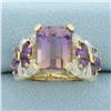 Image 1 : Ametrine and Diamond Statement Ring in 10k Yellow Gold