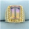 Image 1 : Ametrine and Citrine Greek Key Ring in 10k Yellow Gold