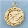 Image 1 : Engravable Happy 25 Anniversary Charm in 14k Yellow Gold