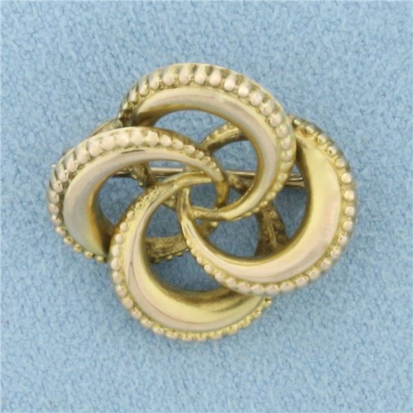 Vintage Interlocking Circles Pin Brooch in 14k Yellow Gold