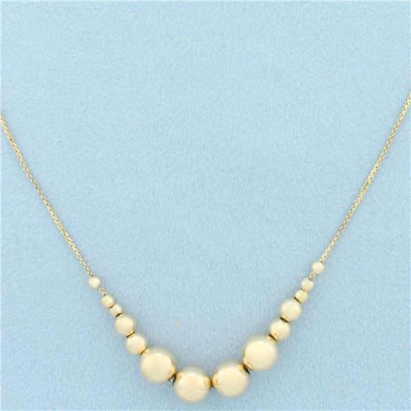 Graduated Ball Bead Necklace in 14k Yellow Gold