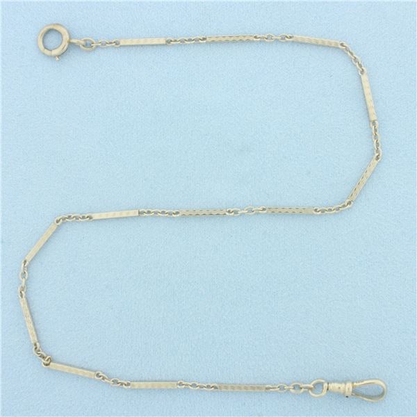 Dog Clip Watch Link Choker Necklace in 14k White Gold