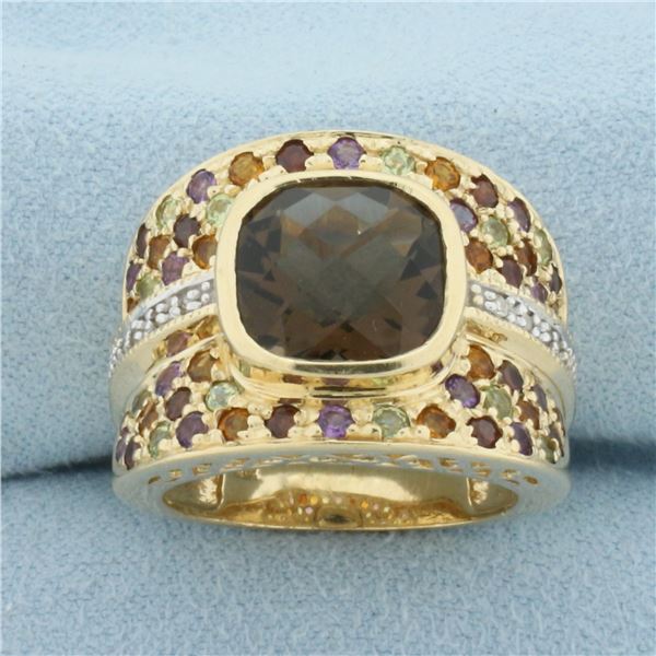 Rainbow Gemstone Statement Ring in 10k Yellow Gold