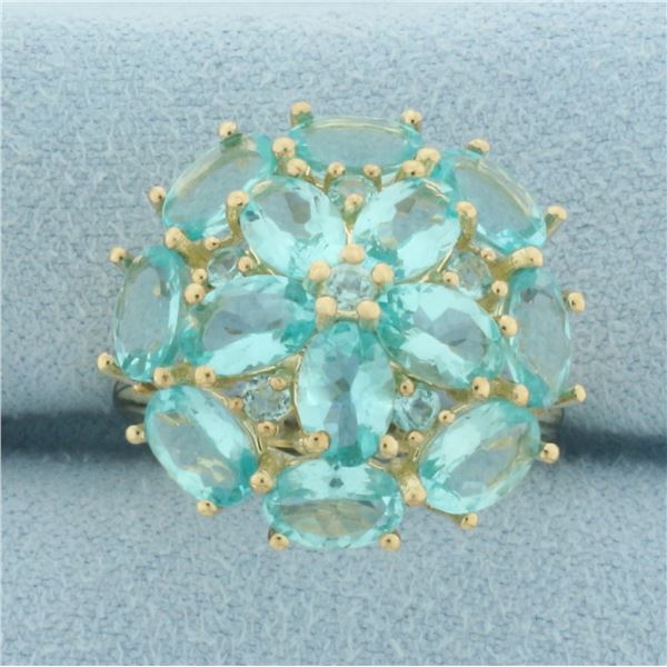 Blue Tourmaline Flower Ring in 10k Yellow Gold