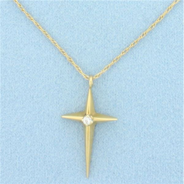 Diamond Cross Necklace in 14k Yellow Gold