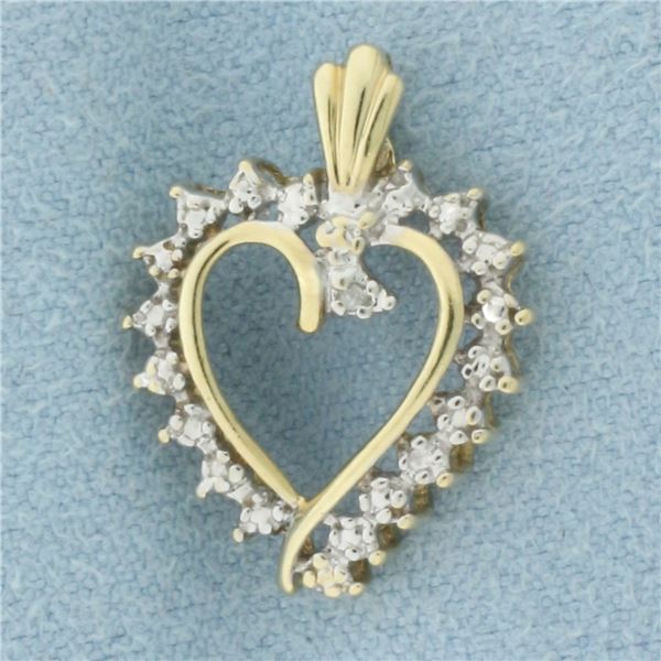 Diamond Heart Pendant in 10k Yellow Gold