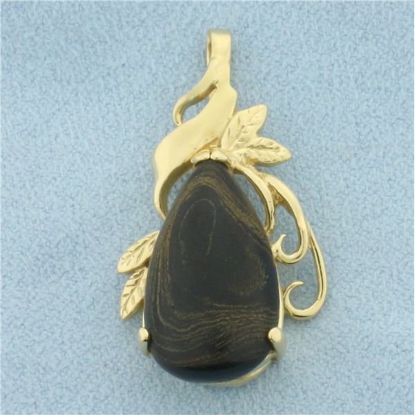 Petrified Wood Pendant in 14k Yellow Gold