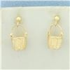Image 1 : Wicker Basket Dangle Earrings in 14k Yellow Gold