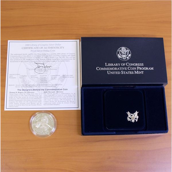US Mint Library of Congress Silver Dollar Proof Coin OGP