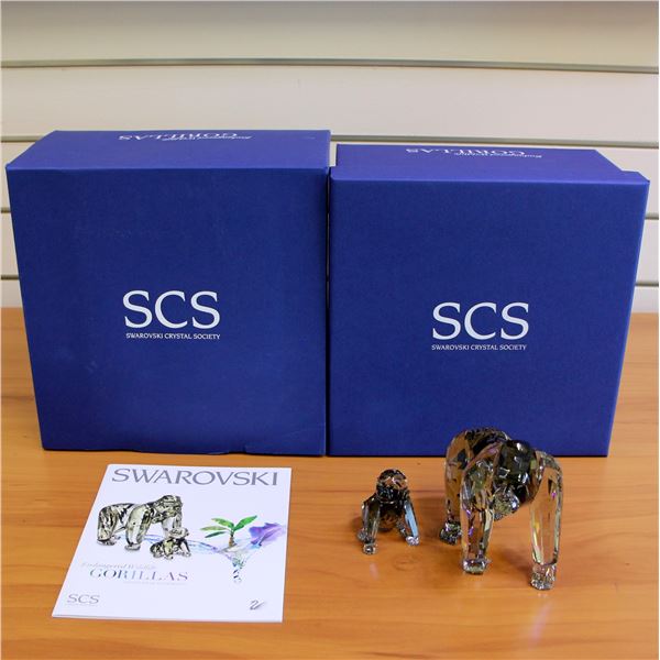 Swarovski Crystal 952504 Endangered Wildlife Gorillas with Box and COA 2009