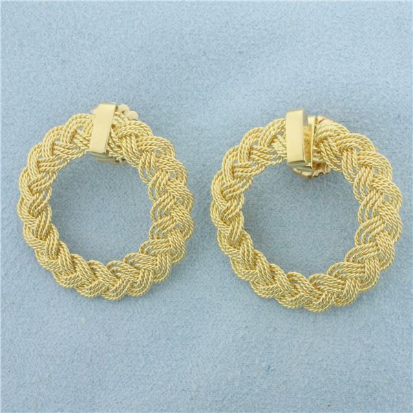 Braided Circle Earrings in 14k Yellow Gold