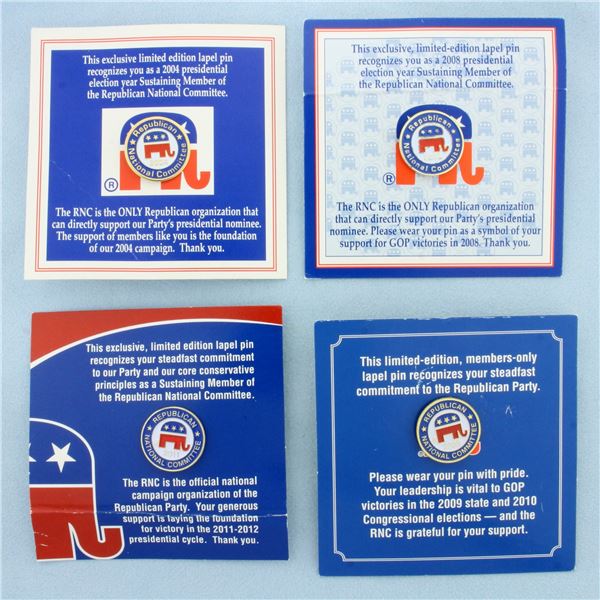 Limited Edition RNC Republican National Committee Lapel Tie Tack Pins - Set of 4