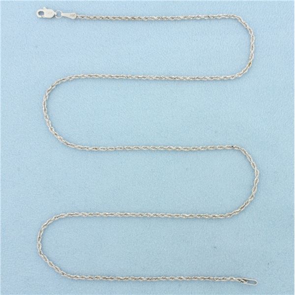 19 Inch Rope Link Chain Necklace in 14k White Gold