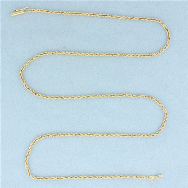 21 Inch Rope Link Chain Necklace in 14k Yellow Gold