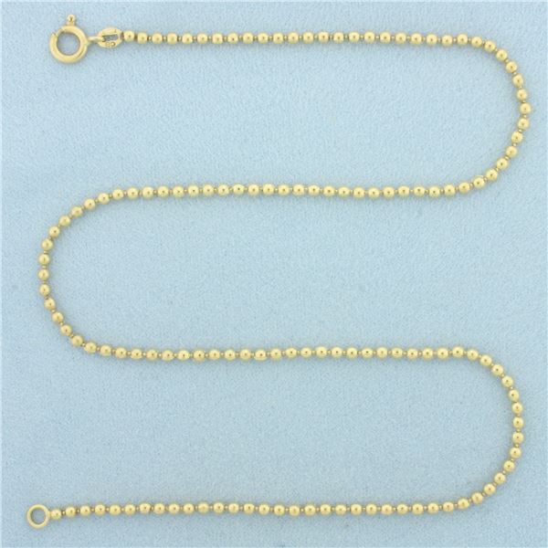 15 Inch Ball Bead Choker Necklace in 18k Yellow Gold