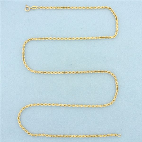 Mens 24 Inch Rope Link Chain Necklace in 14k Yellow Gold