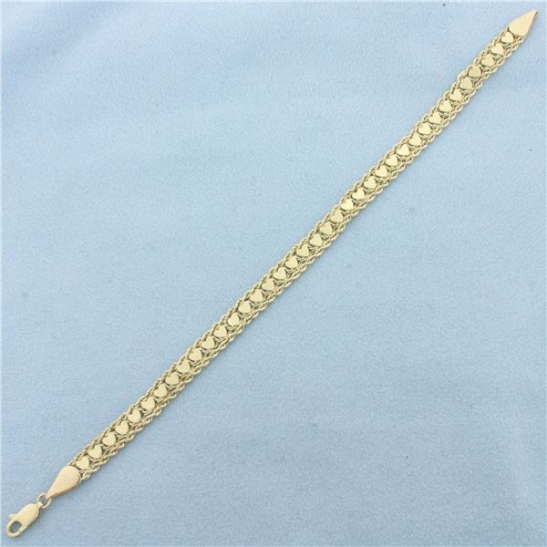 Heart Link Rope Bracelet in 14k Yellow Gold