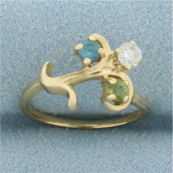 Gemstone Branch Design Ring in 14k Yellow Gold
