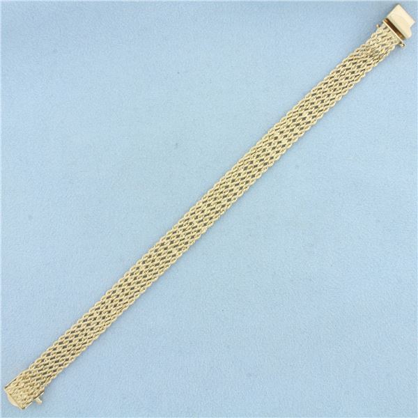 Wide Five Strand Rope Bracelet in 14k Yellow Gold